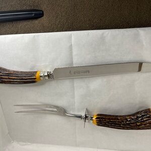 Vintage Two Piece Carving Set w/Bakelite Englishtown Cutlery Sheffield England
